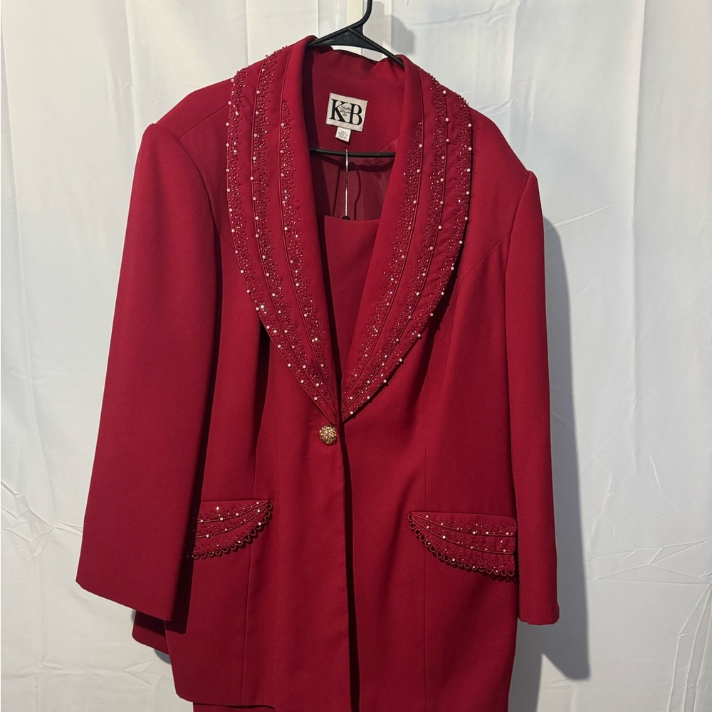 Elegant Stella Louise for KB Red Women's Jacket and Skirt Set Size 24W